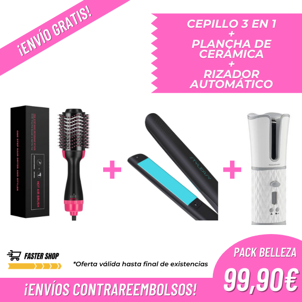 Pack Beauty III - Cepillo + Planchas de cerámica + Rizador de pelo