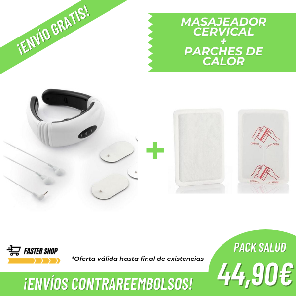 Pack Salud: Masajeador Cervical + Parches efecto calor dolores