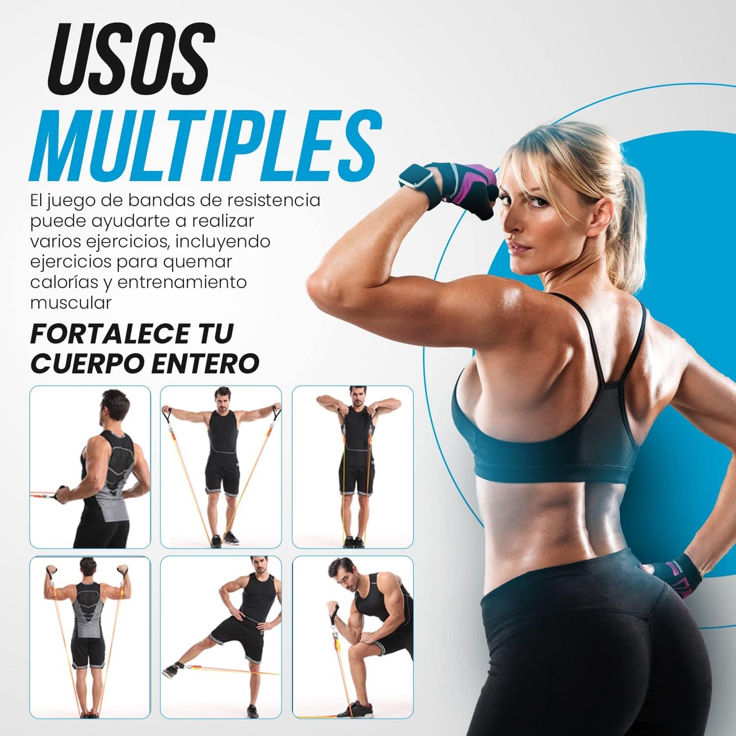 Set Musculación de Bandas Elásticas Multifunción